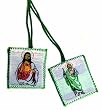 Scapular - Embroidered Cloth - Saint Jude - Sacred Heart Of Jesus - Green