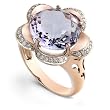 14K Rose Gold Amethyst and Diamond Flower Ring