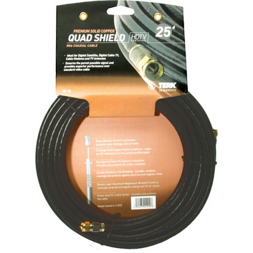 RG6 Premium Solid Copper Quadshield Coaxial Cable