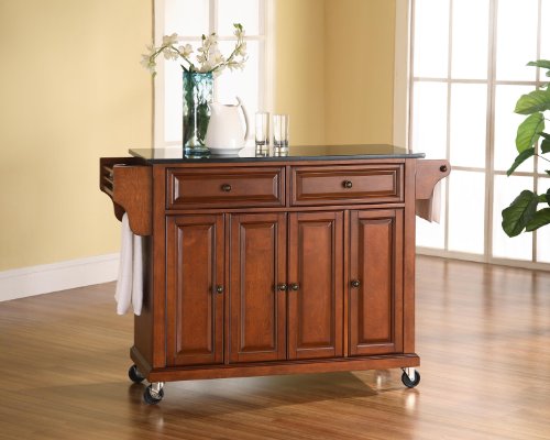 Crosley Furniture Solid Black Granite Top Kitchen Cart/Island in Classic Cherry Finish On Sale