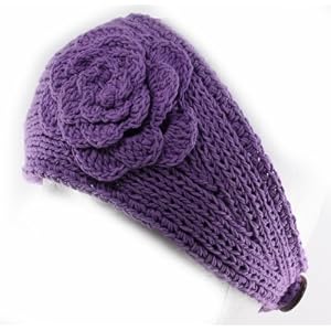 Buy 100% Handmade Thin Knit Flower Headband best for Ponytail Styling, Light Purple by NYGIftStop Headband