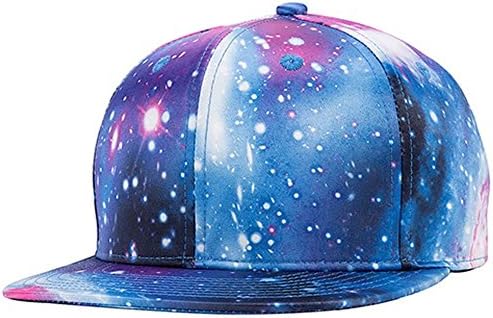 WELITY Men Galaxy Canvas Flat Panel Brim Hiphop Trucker Snap Back Cap Hat Blue
