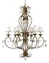 Candice Olson Morrison Candle Base Chandelier, Antique Gold with Antique Crystals and Soft-Back Linen Shades