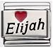 Elijah Red Heart Laser Name Italian Charm Link