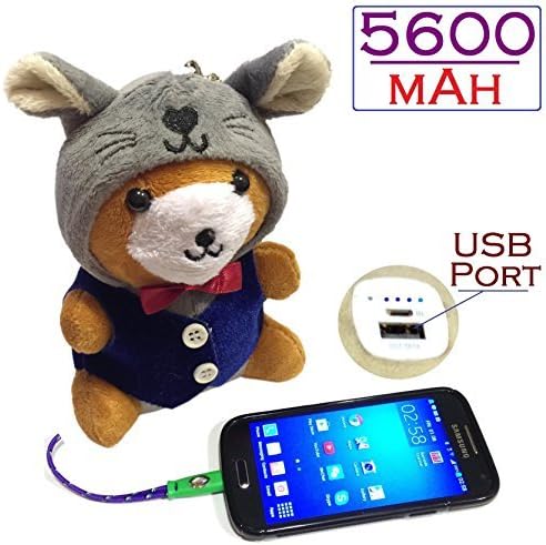 Josi Minea® 5600mAh Ultra-Compact High Capacity Portable Charger Backup Creative External Battery Power Bank Pack in the form of Adorable Plush Cute Cartoon Figure for Apple iPhone 5S / 5C / 5 / 6, 4S, Samsung Galaxy S5 / S4 / S3, Note 3 / Note 2, Nexus 4, HTC One, Nokia Lumia & most other Smartphones (Teddy Bear in Grey Bunny Costume)