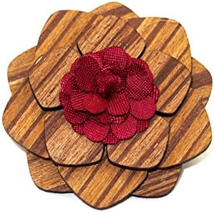 Handmade Men's Wooden Flower Lapel Pin Vintage Wedding Boutonniere
