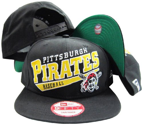 Pittsburgh Pirates Black Plastic Snapback Adjustable Plastic Snap Back Hat / Cap
