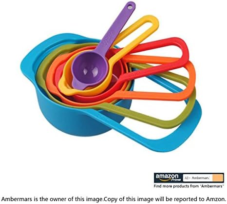 Ambermars Measuring Spoons and Cups - 6 Piece Stackable Backing Set Kit - Colorful Cute Kitchen Aid(Multi-color, Set of 6, 3.5 Oz / 100G)