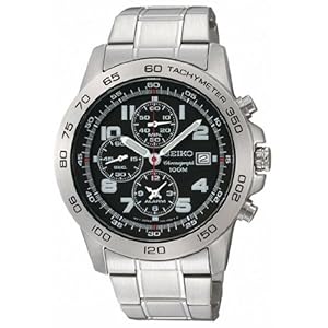 Stainless Steel Alarm Chronograph Black Dial (Watch)