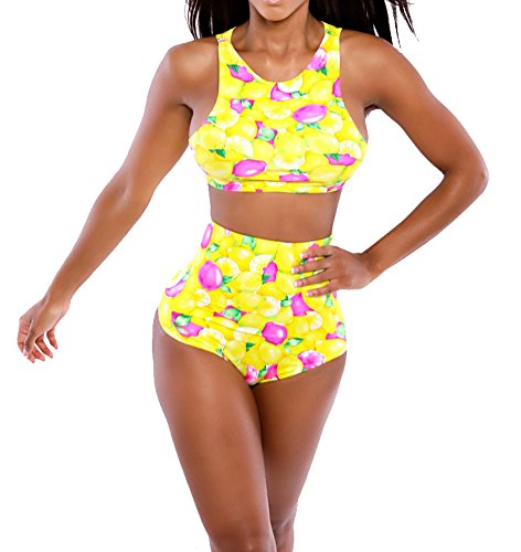 Women's Colorful Summer Swimsuit Crossover Swimwear Bathing Suit (US L, A-Color 7)