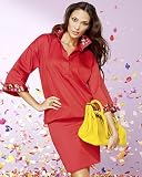 Newport News Rhinestone Trim Stretch Sateen Shirt Style Dress