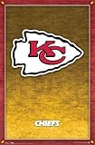 Kansas City Chiefs (New Logo) Black Wood-Mounted Framed Sports Poster Print - 24" X 36"