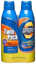 Coppertone Sport SPF 30 Continuous Spray Clear Twin Pack, 6-Ounce Cans
