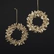 Club Pack of 24 Gold Glittered Leaf-Style Christmas Ornaments 4.5"