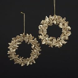 Club Pack of 24 Gold Glittered Leaf-Style Christmas Ornaments 4.5"