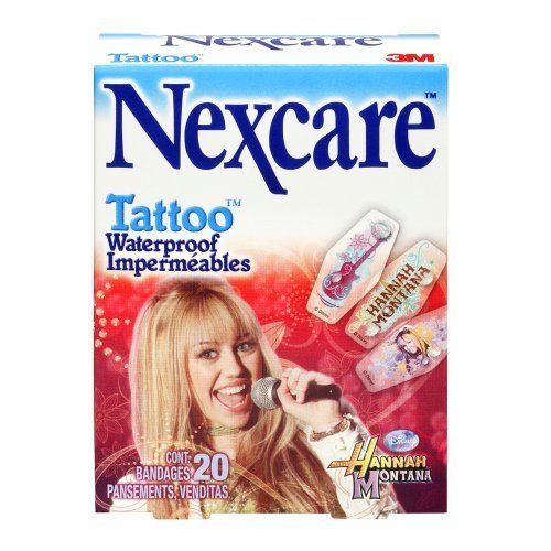 Nexcare Tattoo Waterproof, Hannah Montana Bandages One Size, 20 ct Packages