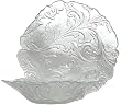 Clear Glass Ornate French Lily Design Large Bowl 15" D, 4" H