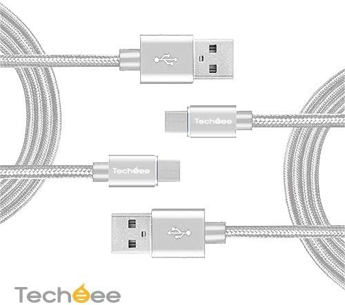 TECHBEE® 2x Type C(USB-C) to USB Braided Cable Reversible Connector for MacBook 12inch 2015,Lenovo ZUK Z1,MI 4C,Nokia N1, Nexus5x/6P (Silver-USB)