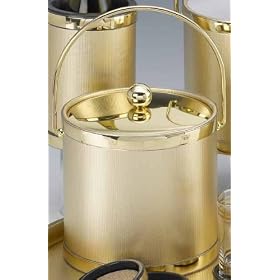Kraftware 44268 Corduroy - Gold 3 Quart Ice Bucket with Bale Handle, Bands and Metal Cover by Kraftware