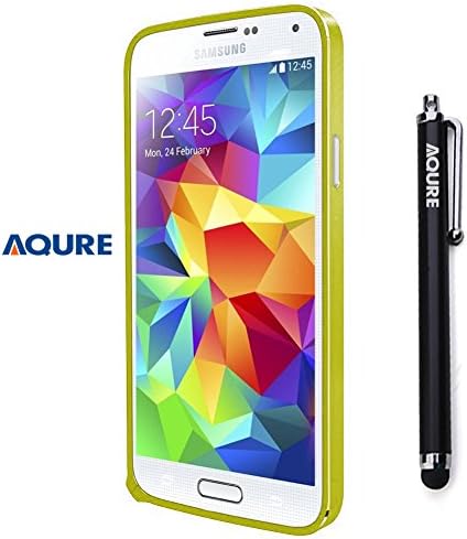 AQURE Metal Alloy Aluminum Bumper Frame Hard Case with Stylus Pen for Samsung Galaxy S5 i9600 (Light Green)