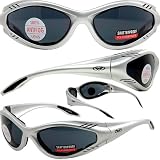Jack Flash Foam Padded Motorcycle Sunglasses Silver Frame Smoke Lenses