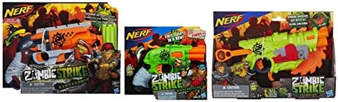 Nerf Zombie Strike Blaster Bundle of 3 Items Including Hammershot, Doublestrike and Crosscut Balsters