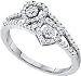 10 Karat White Gold Diamond Heart Ring Featuring 0.25 Carat Diamonds On Twin Hearts And Side Band