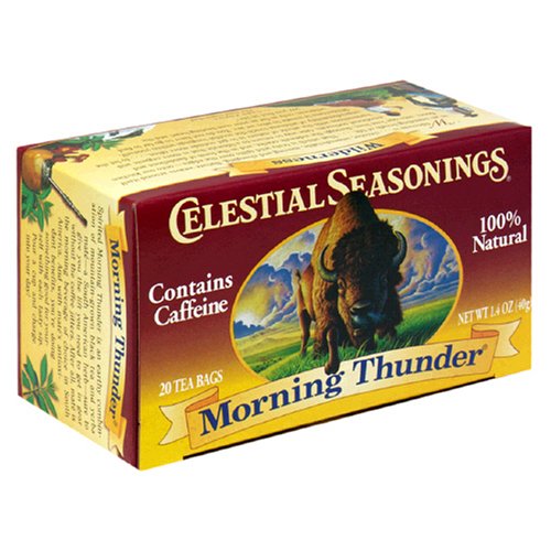 Celestial Seasonings Black Tea, Morning Thunder, Tea Bags, 20-Count Boxes (Pack of 6) by Celestial Seasonings