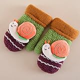 キッズ手袋、ジュニア、子供用 BLAST シンプル グローブ 手袋 冬 子供用 カタツムリ柄 (2歳~5歳目安) (グリーン)