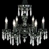 Lismore Black Six Arm Chandelier by Waterford Crystal