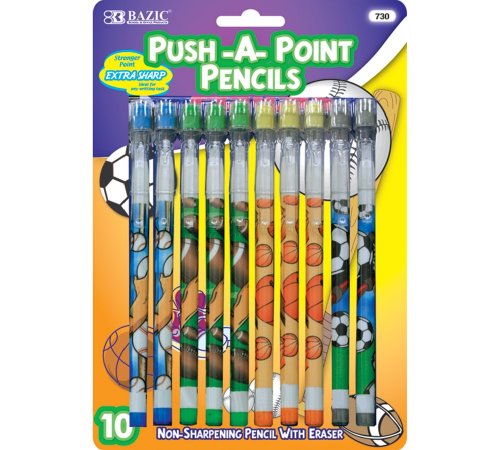 Bazic Sports Push-A-Point Pencil, 10 per Pack (Case of 144) (730-144)