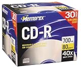 Memorex 32024530 CD-R, 80 Minute, 700 MB, 40x (30-Pack with Slim Jewel Cases)