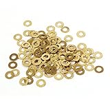 uxcell　銅ワッシャー　3mm x 6mm x 0.5mm　フラットリング　ゴールドトーン　100枚入り