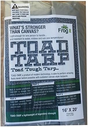 TTRP1620 Toad Tarp 16'x20' Heavy Duty Silver Waterproof Poly Tarp (Check Finish Size on All Tarps) for Camping Hiking Backpacking Tent Shelter Shade Canopy Etc. By Frog It