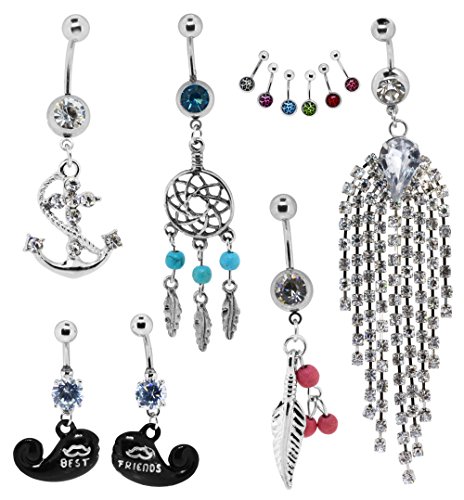 Dream Catcher Best Friend Anchor Dangle Cute Belly Button Ring Body Jewelry for Navel Piercings
