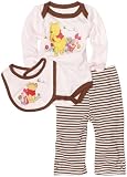 Disney Baby-girls Infant Creeper Striped Pant and Pooh Bib Set