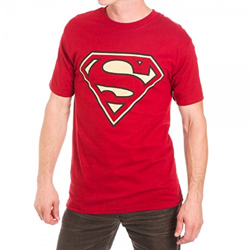 Superman Gold Logo Men's Red T-shirt L