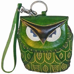 Buy A Genuine Leather Coin change Purse, Mini Wristlet Bag, Owl Design,100% Hand-made,cute !!! by BP Leathercraft