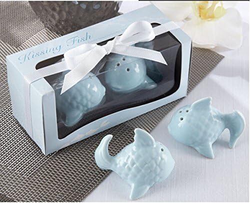 Kissing Fish Ceramic Salt and Pepper Shakers Wedding Favors, Set of 24