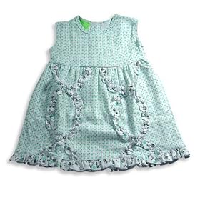 SnoPea - Newborn And Infant Girls Sleeveless Flower Dress Set, White, Turquoise