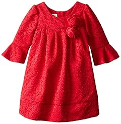 Girls Bell Sleeves Floral Print Polyester Applique Lace  Dress