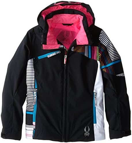 Spyder Girls Project Jacket, 10, Black/Black Check Plaid Print/White