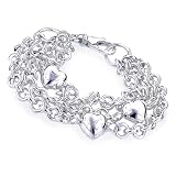 Sterling Silver Multi-Strand Heart Bracelet 7