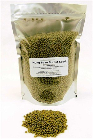 2.5 Lbs Mung Bean Sprouting Seed - Certified Organic - 2.5 Lb. Re-sealable Pouch - High... by Living Whole Foods