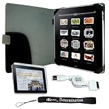 Durable Synthetic Leather Case for Apple iPad 16GB, 32GB, 64GB Wi-Fi and WiFi + 3G + Includes a 4-inch eBigValue + Retractable Hotsync Usb Data Cable for Apple Ipad