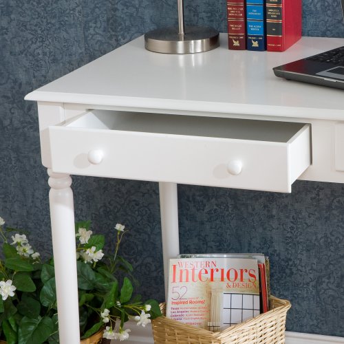 SEI 2-Drawer Wood Writing Desk, Crisp White