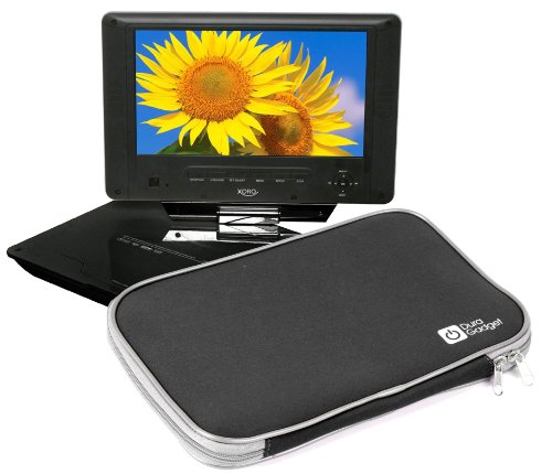 DURAGADGET Durable & Lightweight Black Dual Zip Portable DVD Player Carry-Case For Xoro HSD 7790