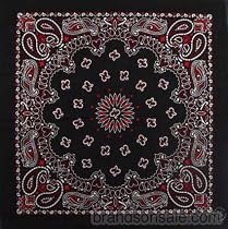 Black Red & White Paisley Bandana