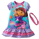 Dora The Explorer Toddler Nightgown with Matching Hairband (2T, Purple Blue)