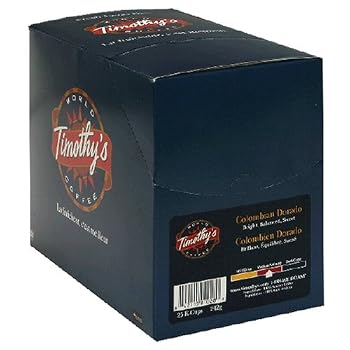 Timothy's World Coffee, Colombian Dorado for Keurig Brewers, 24-Count K-Cups (Pack of 2)